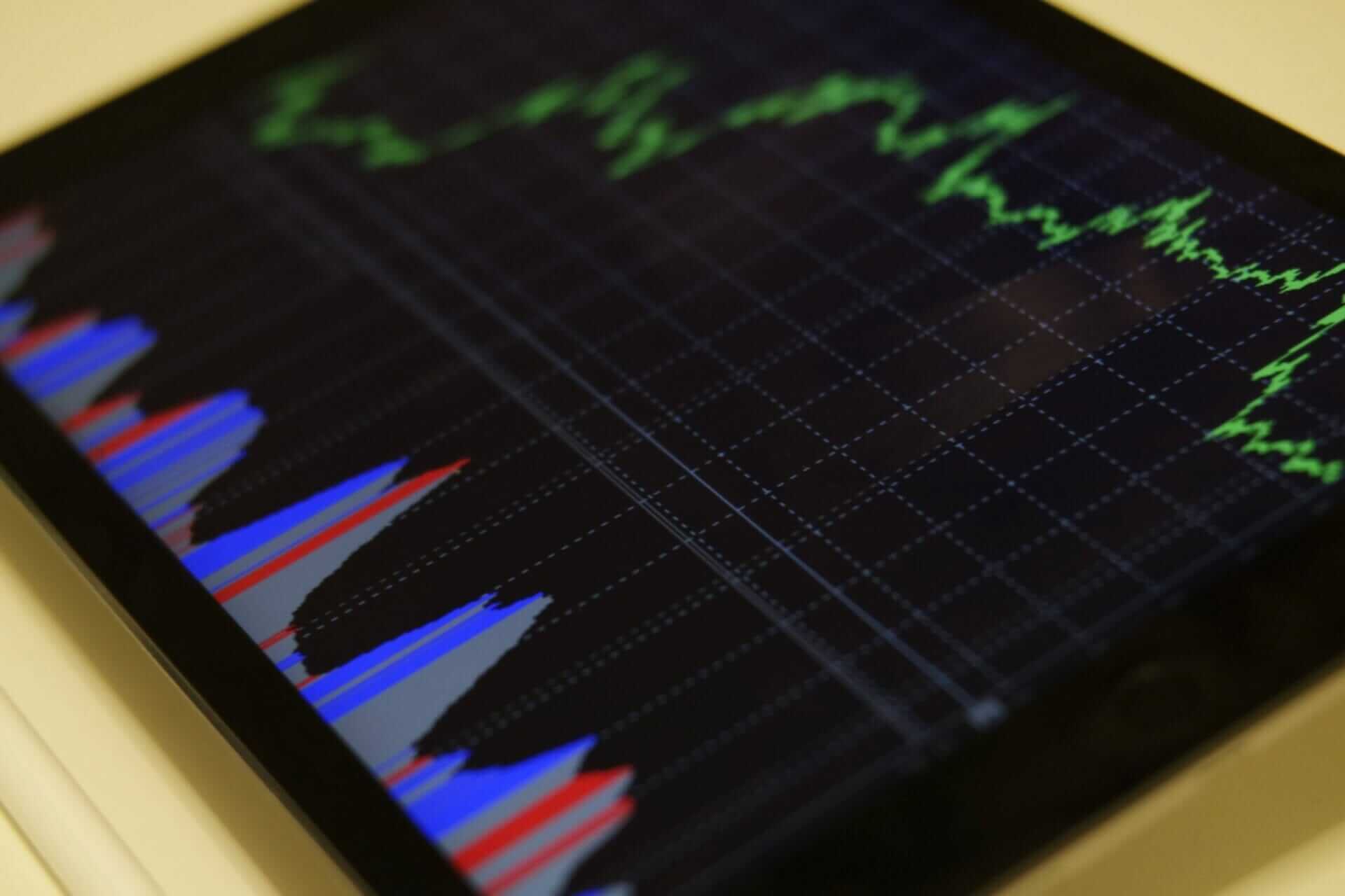 a forex trading chart on tablet screen